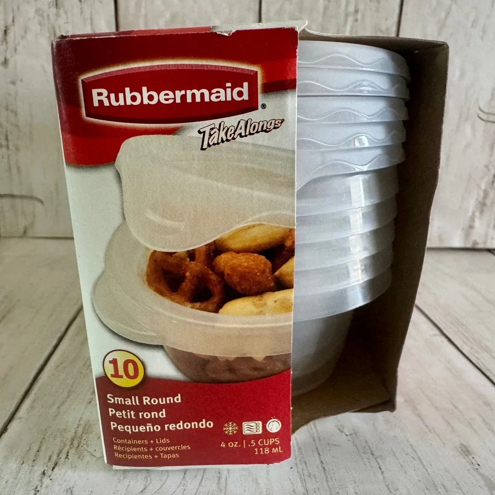 2005 Rubbermaid TakeAlongs 10 Pack Small Round 4oz Food Storage Containers Clear